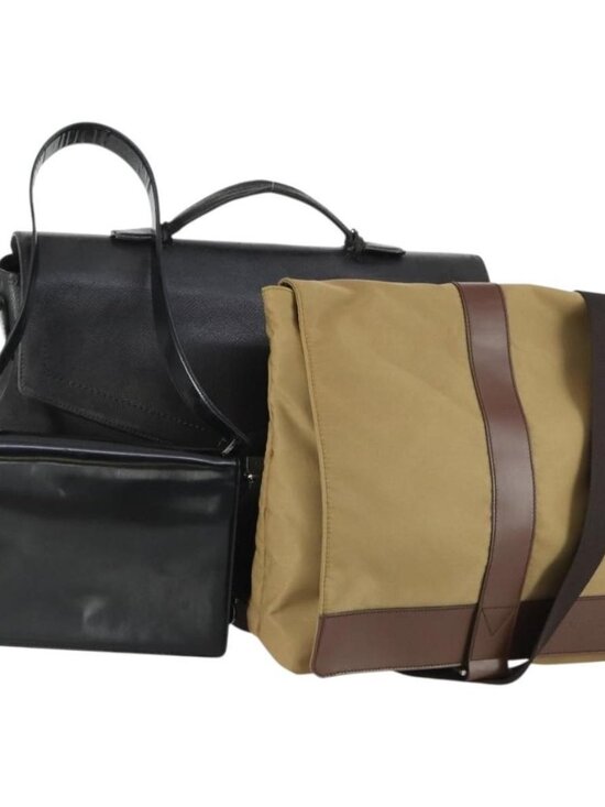 Salvatore Ferragamo Handbags - Salvatore Ferragamo Shoulder Bag Nylon Leather 3 Set Black Beige Auth bs31740